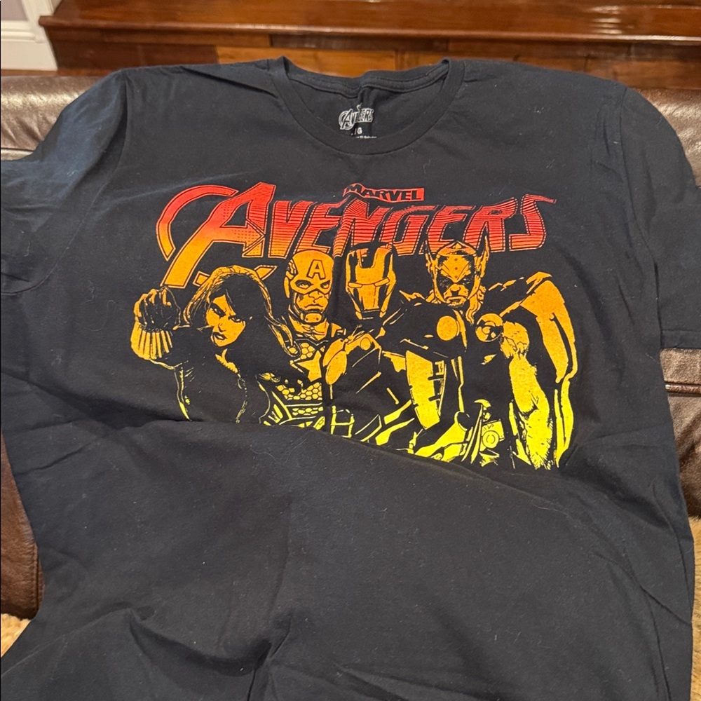 Marvel Avengers Black Tee with Red and Yellow Design